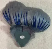 Five Grey Bright Blue French Millinery Feathers Hat Crafts Supplies Plume France