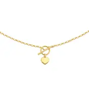 9ct Gold 45cm Flat Heart Fob Belcher Necklet