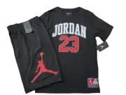 NWT NIKE AIR JORDAN BOY'S 2 PC SET BLACK SHORT SLEEVE BLACK MESH SHORTS XL 13-15