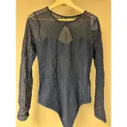 Abercrombie & Fitch Lace Bodysuit Long Sleeve Open Back Sexy Top Large