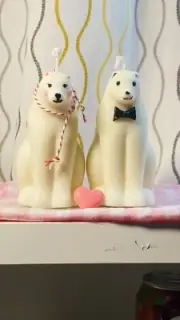 Holiday cute Candle 100%handmade polar bear Family