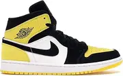 Air Jordan 1 Mid SE, Black/Black-tour Yellow-white, 7.5