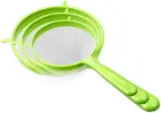 Flour Sifter with Long Handle, 3 Pcs/Set Green Plastic Hangable Flour Colande...