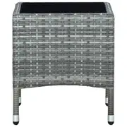 Outdoor Table PE Poly Rattan Garden Coffee Side Desk Glass Tabletop Steel Frame