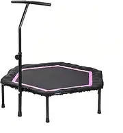 48 Inch Professional Fitness Trampoline Gym Rebounder Cardio Home Exercise Handrail (Pink)