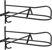Buryeah 2 Sets Saddle Rack Stand Wall Mounted Saddle Rack Stand for Western, Black, Installing Screws Included (Classic)