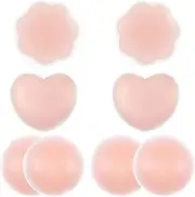 [GHYUI] Silicone Adhesive Bra, 8 Pieces, Strapless Silicone Bra, Invisible Push Up Bra, Reusable, Suitable for Backless Evening Dresses, Wedding Dresses, Swimwear etc., Skin-Coloured, 20-60