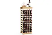 Giantex 40 Bottle Timber Wine Rack 10-Tier Wine Bottle Holder Freestanding Wine Display Shelf Cellar Bar, Natural