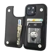 Compatible with iPhone 15 Wallet Case with Card Holder, PU Leather Black