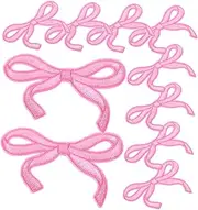 GLSTOY 10pcs Pink Bow Iron Embroidery Patches Cute Bow Appliques for DIY Clothing Hats Bags Jackets Design for Accessories Material