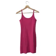 Old Navy Fitted Rib Knit Cami Mini Dress Size XS Hot Pink Spaghetti Shelf Bra
