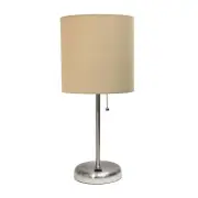 Simple Designs LT2044-TAN Brushed Steel Stick Table Desk Lamp with USB Chargi...