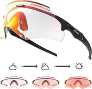 SCVCN Photochromic Cycling Glasses Men Women Wrap Around Sports Sunglasses HD MTB Bicycle Riding Mountain Bike Sunglasses S25