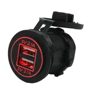 12V-24V Dual 2.1A+2.1A USB Car Cigarette Lighter Socket Power Adapter Car Charger RED COLOR