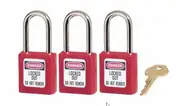 MasterLock 0410REDKA3 - Safety Lockout Padlock Red Thermoplastic 3 Pack