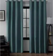 New Loha Linen Grommet Top Curtains 2 Panel Pair 54x84 Teal Blue Farmhouse