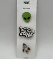3 Outer Space Pins—Alien (Glow in the Dark), “Written in the STARS”, Spaceship