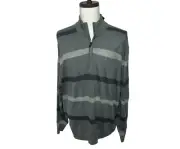 Tricots St Raphael Sweater Mens XXXL Gray Stripe 1/4 Zip Pullover Mock Neck NWT