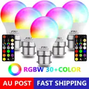 6Pack B22 LED bayonet 30+Colour Changing Light Bulb G45 RGB 5W with Remote