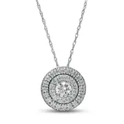 0.5 CT. T.W. Natural Diamond Double Frame Pendant in 10K White Gold