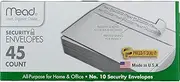 Mead Press-it Seal-it No.10 Security Envelopes, 4.125 x 9.5-Inches, White, 45 Count, Pack of 2 (90 Count in Total)(75026)