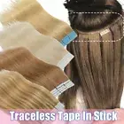 Traceless Tape In Remy Human Hair Extentions Full Head Thick Highlight Balayage