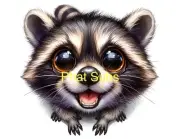 Sublimation Print Cute Raccoon Ready to Press Heat Transfer