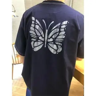 NEEDLES X BEAMS PRINT 23SS聯名款蝴蝶印花明線做舊短袖T恤TEE潮