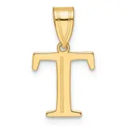14k Polished Etched Letter T Initial Pendant Bracelet Necklace
