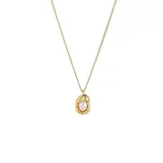 LeoLeoxx 18K Real Gold Plated Brass Necklace with Natural Pearl Pendant - French Style Light Luxury, Elegant Simplicity for Women