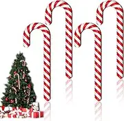 Large Size Christmas Candy Canes for Tree Rustic Wooden Candy Ornaments Christmas Decoration Hanging Ornaments for Party Supplies DIY(4 Pcs,12 Inch)