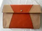 NEW OROTON LEATHER A4 clutch/laptop/ipad bag. Orange Nude contrast