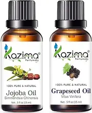 Kazima Combo Set Of Jojoba Oil And Grapeseed Essential Oil (Each Products 15Ml) Ideal For Use In Hair Loss Treatment, Promotes Hair & Beard Growth,
