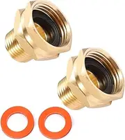 Kbrotech Brass Garden Hose Adapter, 3/4" GHT Female x 1/2" NPT Male Connector, 2pcs