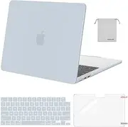 MOSISO Compatible with MacBook Air 13 inch Case 2025-2022 M4 A3240 M3 A3113 M2 A2681 Touch ID,Plastic Case&Keyboard Cover&Screen Film&Pouch Compatible with MacBook Air 13.6 inch Case, Baby Blue
