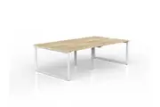 OL Anvil 4-User Double Sided Workspace Oak Top with White Frame