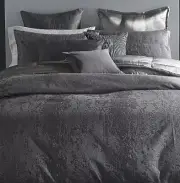 DONNA KARAN Moonscape Textured King Duvet Cover 110”x96” Charcoal New With Tag @