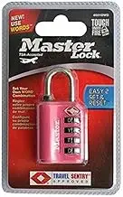 Master Lock Word Combination Luggage Padlock - TSA Approved 35mm Wide Body - Luggage Combo Lock with Code for Backpack and Suitcases - Red