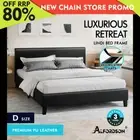 ALFORDSON Bed Frame Double Size Mattress Base Wooden Platform Leather Black