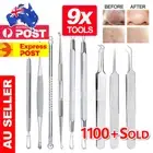 9Pcs Set Blackhead Extractor Tool Remover Pimple Blemish Comedone Kit Acne Clip
