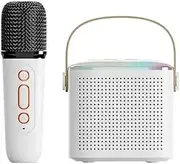 Karaoke Machine LED Portable Bluetooth Speaker Suitable Fit for Birthday Family Parties Fit for Girls and Boys Microphone(Pink with 2 Mic)