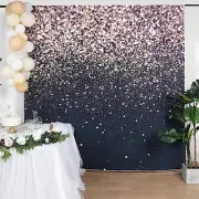 8 ft Printed Vinyl PHOTO BACKDROP BLACK GOLD Glitter BANNER Party Decorations