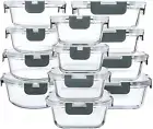 24-Piece Glass Storage Containers with Upgraded Snap Locking Lids,Glass Meal Pre
