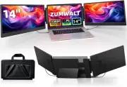 ZUMWALT Laptop Screen Extender,14" Triple Portable Monitor for Laptop, 1080P FHD