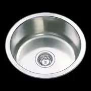 Undermount Topmount Drop In Kitchen Sink Single Round Bowl 304 Stainless Steel