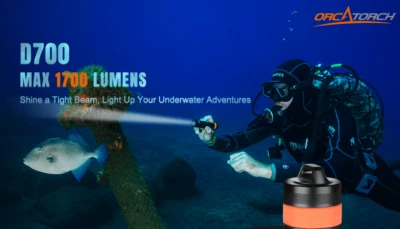 Orcatorch Diving Flashlight D700 1700 Lumens 150 Meter Diving Light Dive Light