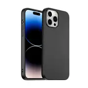 For Apple iPhone 14 Pro Silicone Silky Soft Case with Microfiber TPU Ultra Slim Anti Scratch Shockproof Cover (Black)