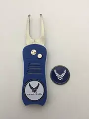 Air Force Switchblade Golf Divot Tool, Royal, BONUS Marker, NEW
