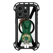 iPhone 16 Pro Ultra Bounce Case MagSafe Compatible Wreath (Brunette) Fashion Illustration Holiday Case by Holly Nichols