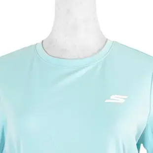 Skechers Shirts [P221W001-00ZW] 女 T恤 短袖 棉質 舒適 吸溼 排汗 透氣 水藍